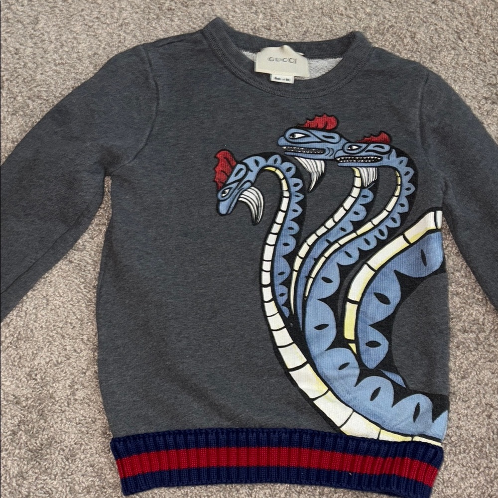 Gucci Kids Blue and Red Snake Sweater
